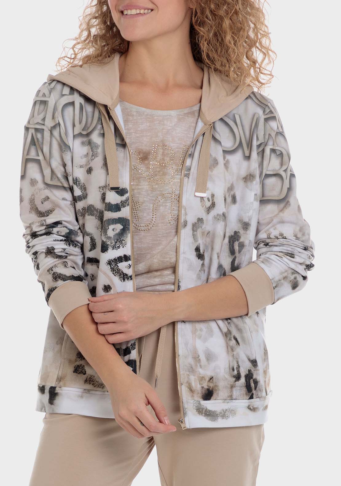 Animal Print Jacket - Beige