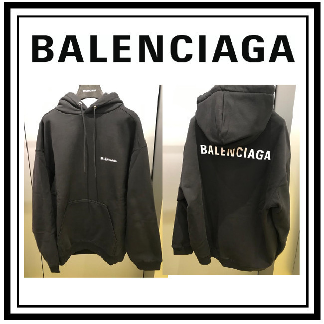 BALENCIAGA  |Men's Logo Medium Fit Hoodie In Black