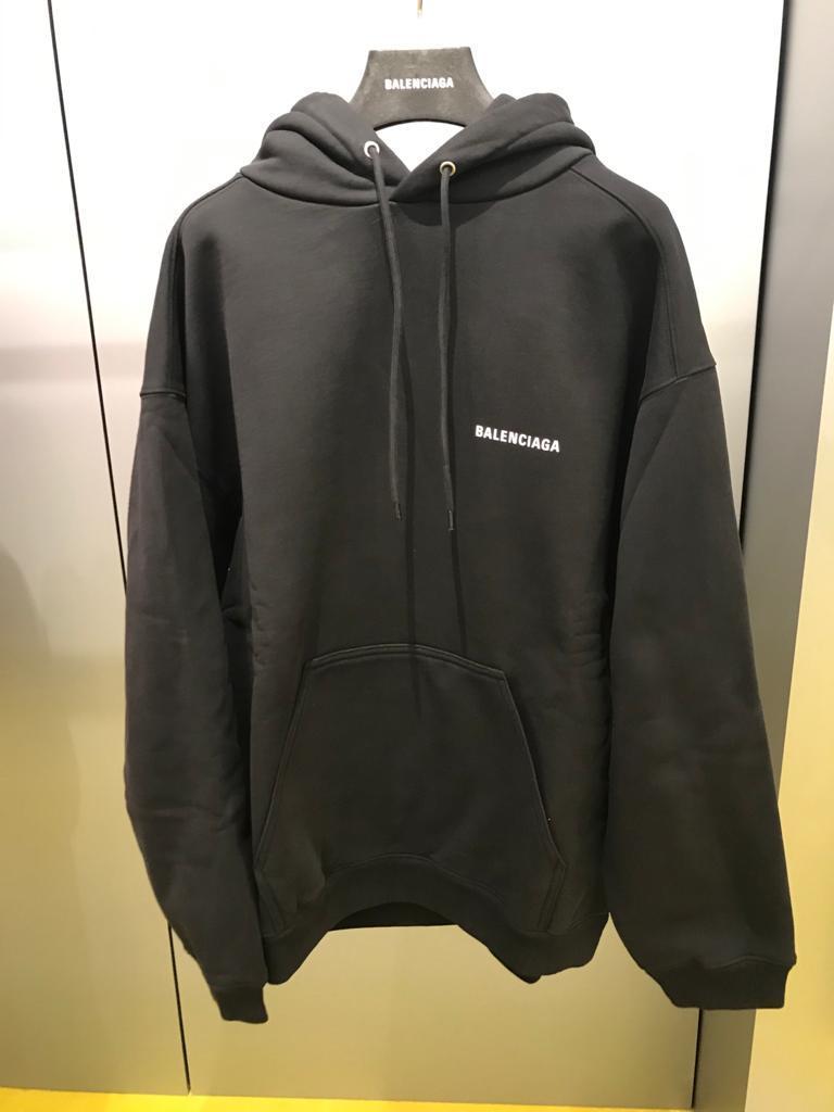 BALENCIAGA  |Men's Logo Medium Fit Hoodie In Black