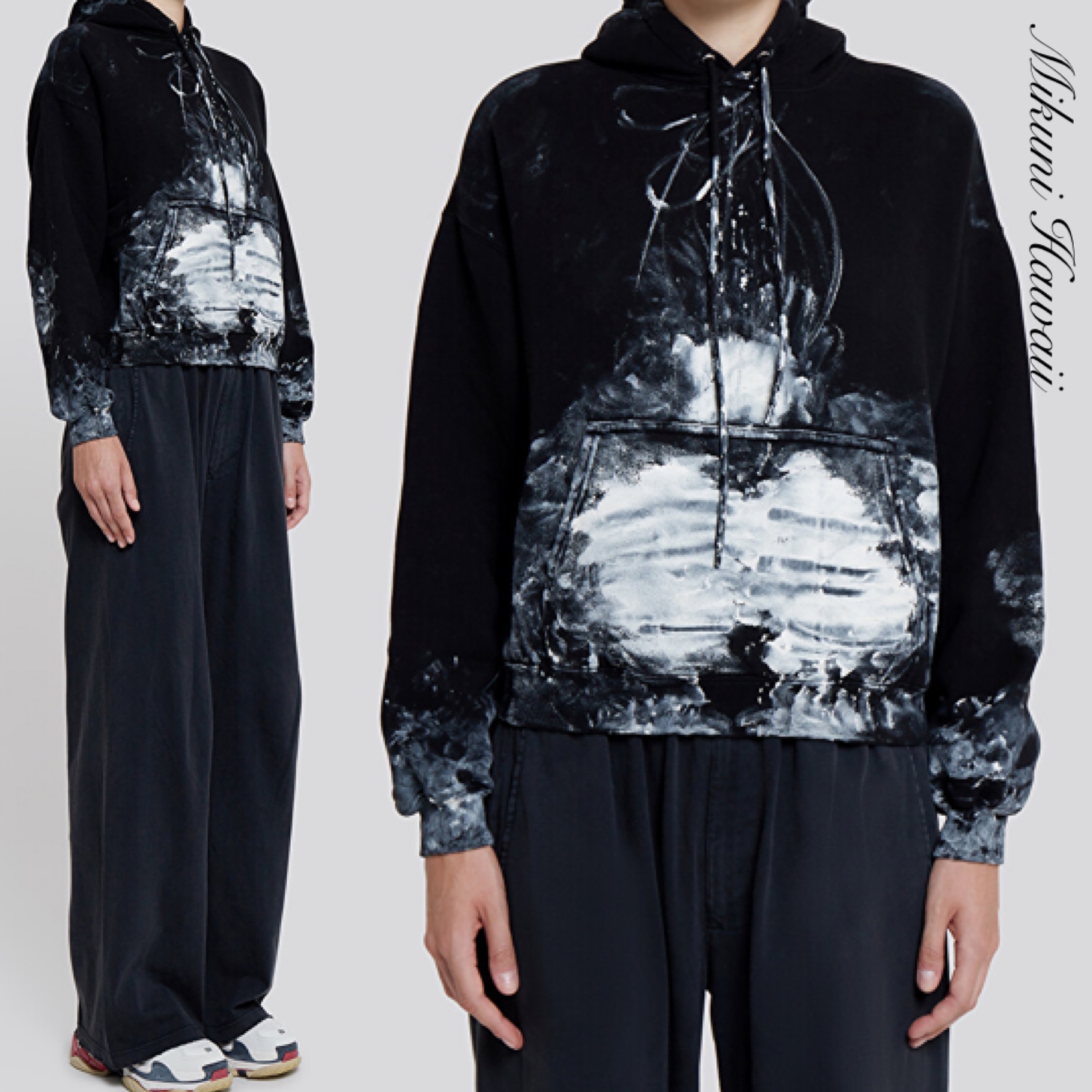 BALENCIAGA  |Painter fitted hoodie  in black/white