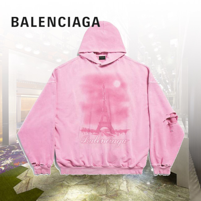 BALENCIAGA  |Paris Moon Hoodie Oversized in Light Pink