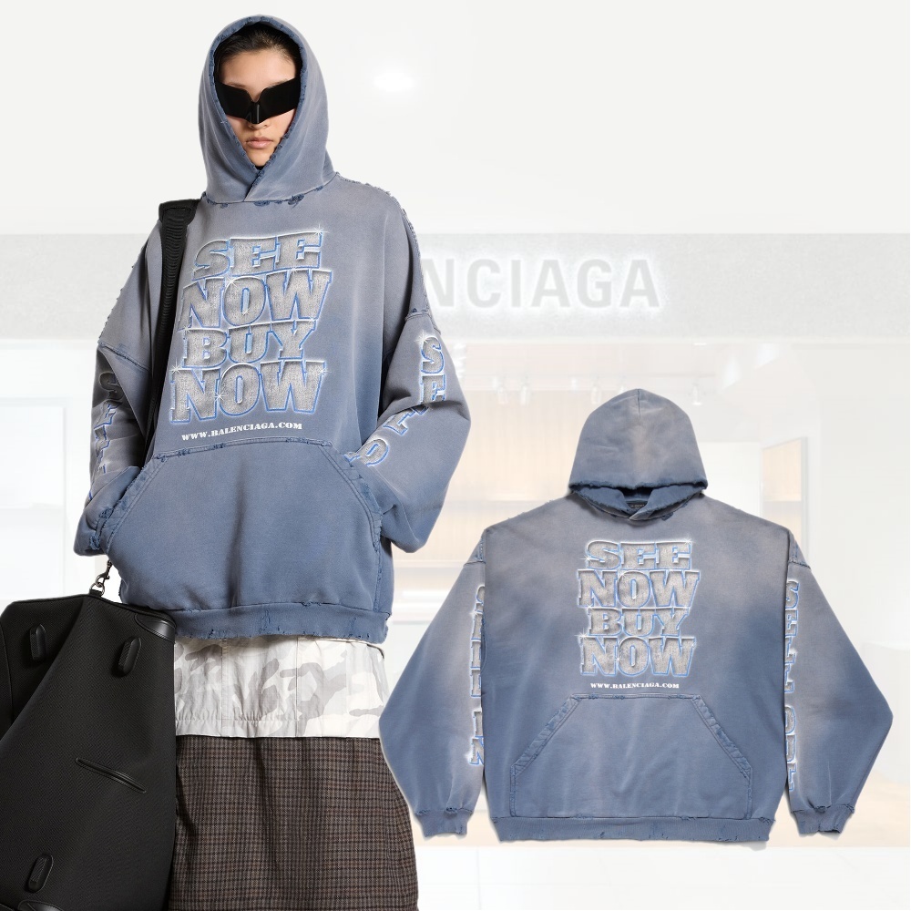 BALENCIAGA  |Snbn Hoodie Large Fit in Blue