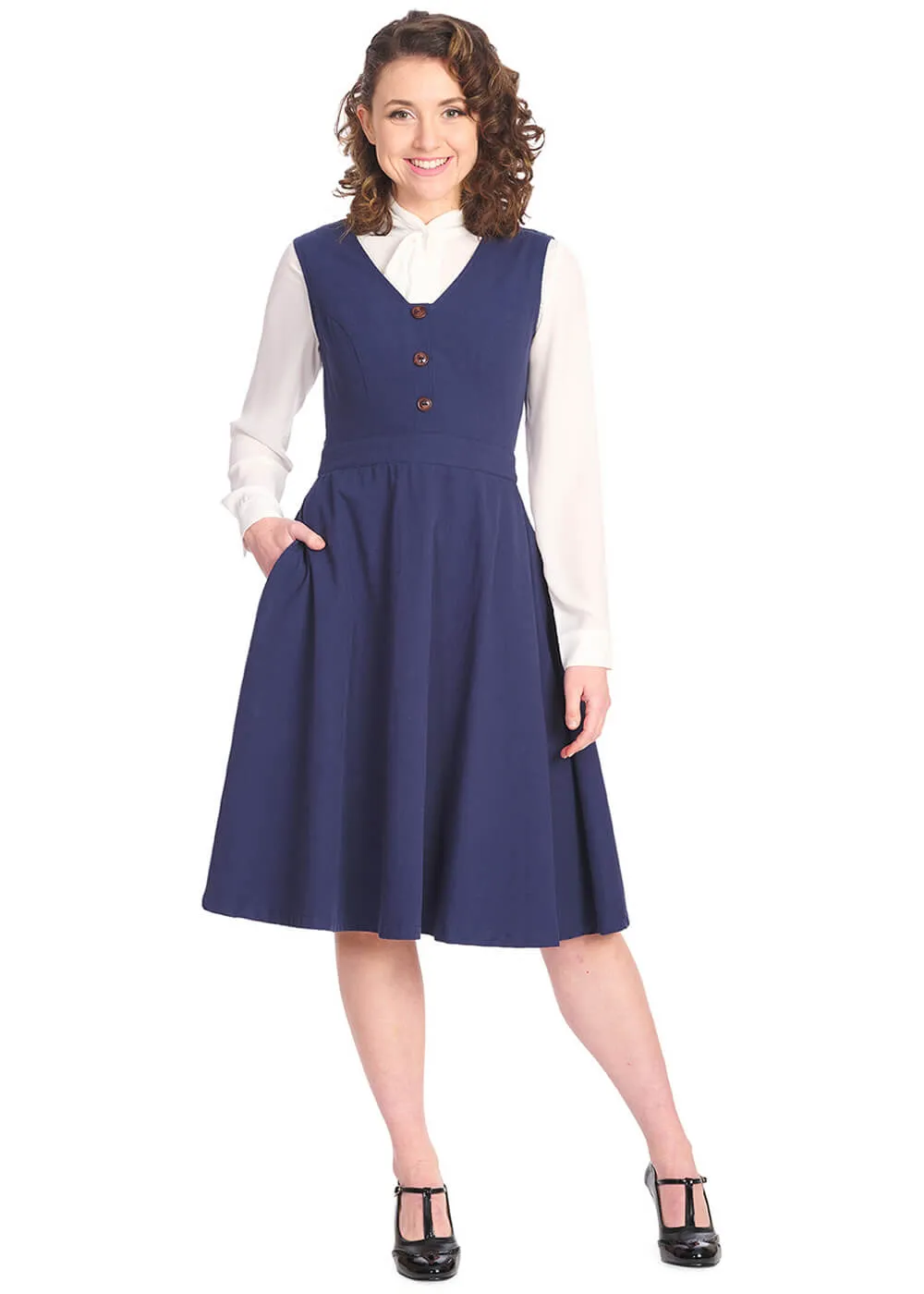 Banned Prim 40's Swing Dress Navy