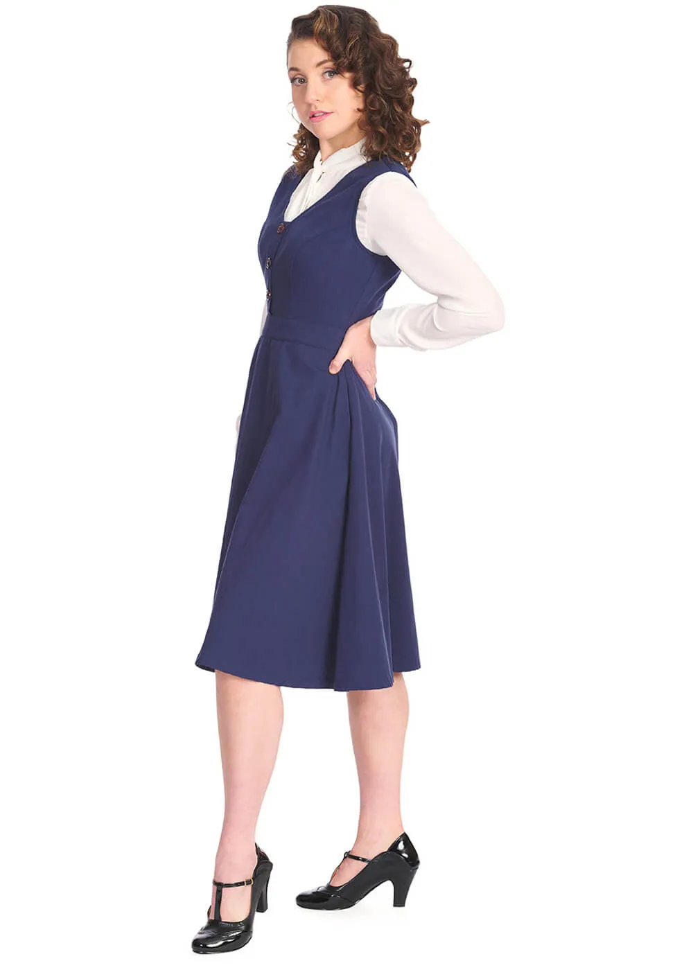 Banned Prim 40's Swing Dress Navy