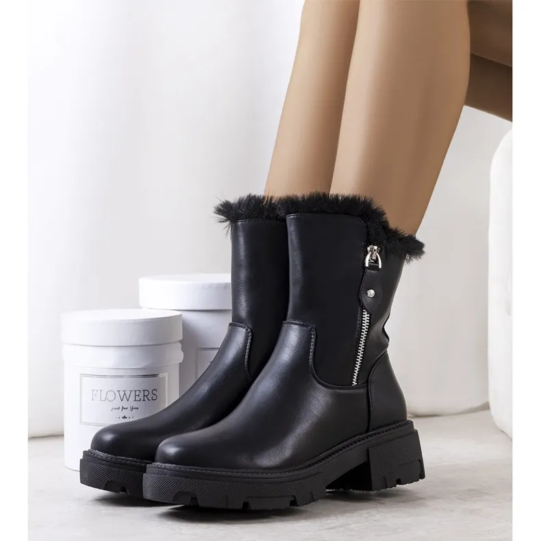 Black snow boots with Degli fur