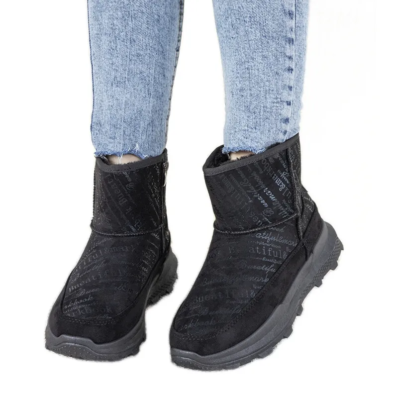 Black women's Crescent snow boots