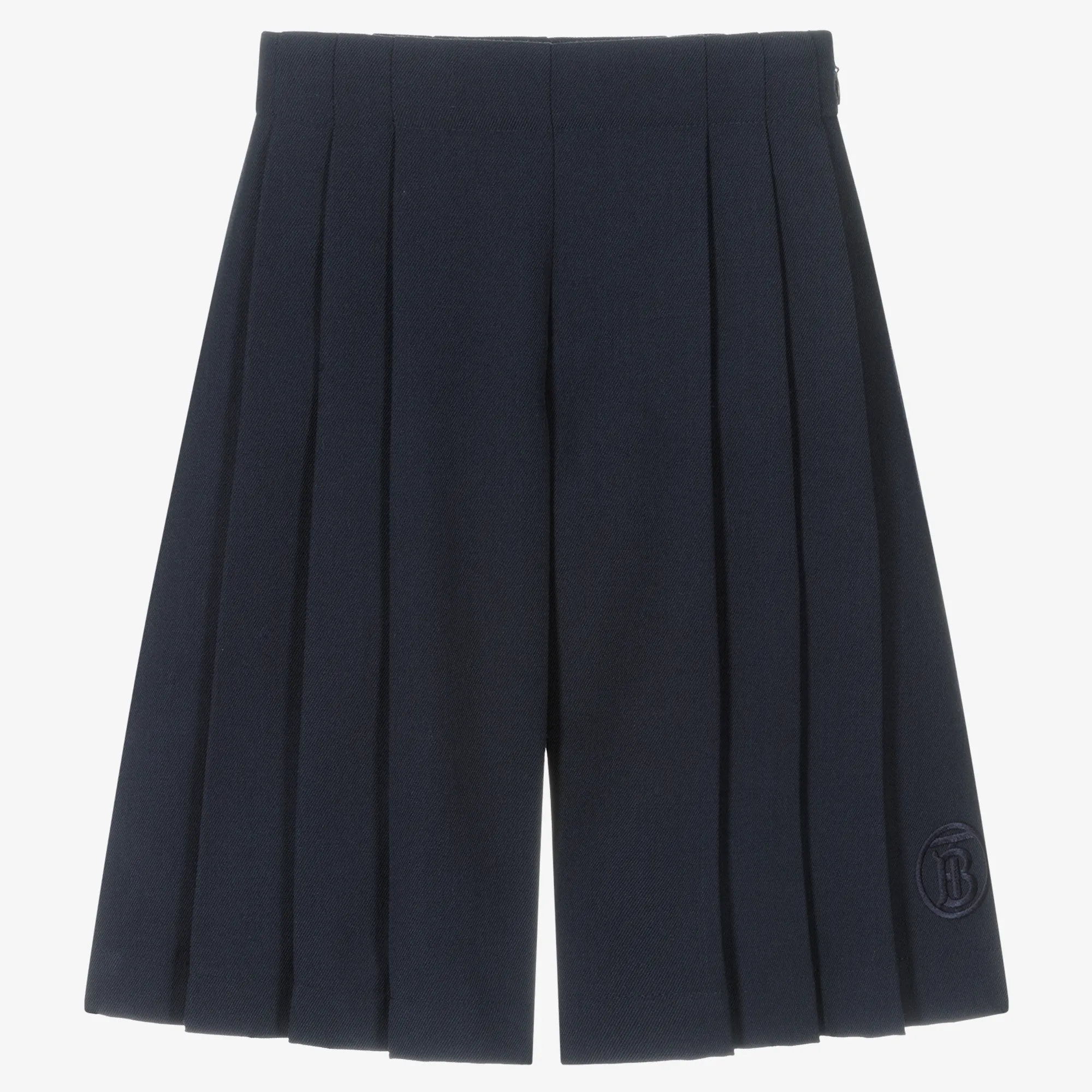 Blue Wool Pleated Culottes