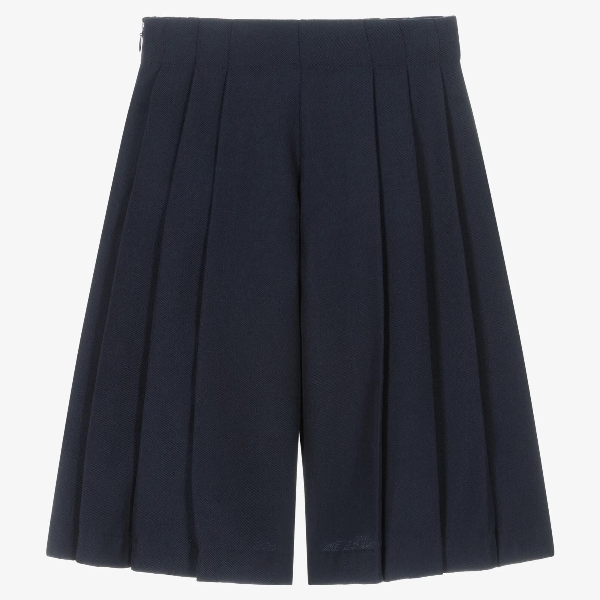 Blue Wool Pleated Culottes