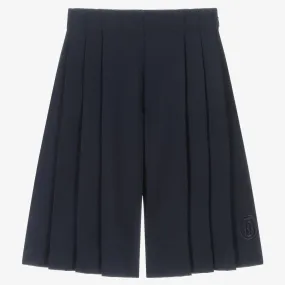 Blue Wool Pleated Culottes