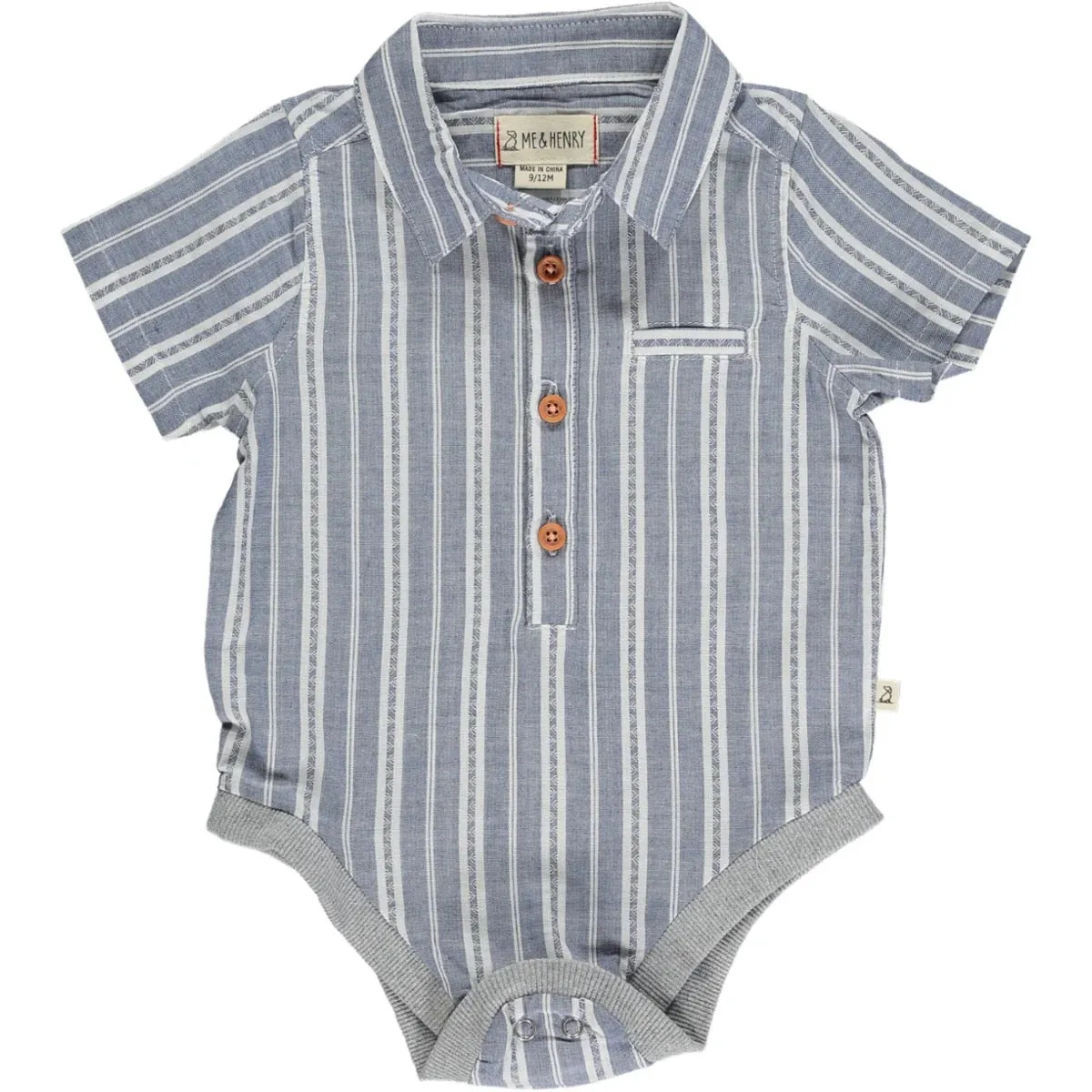 Blue/White Striped S/S Woven Onesie