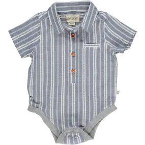 Blue/White Striped S/S Woven Onesie