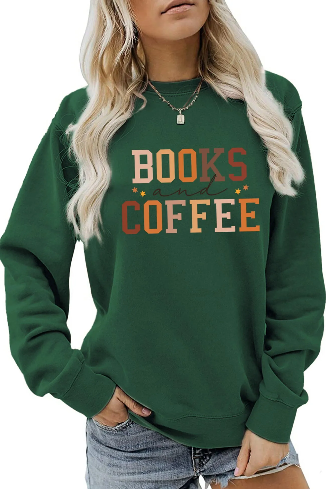 Books Coffee Letter Printed Sweatshirts