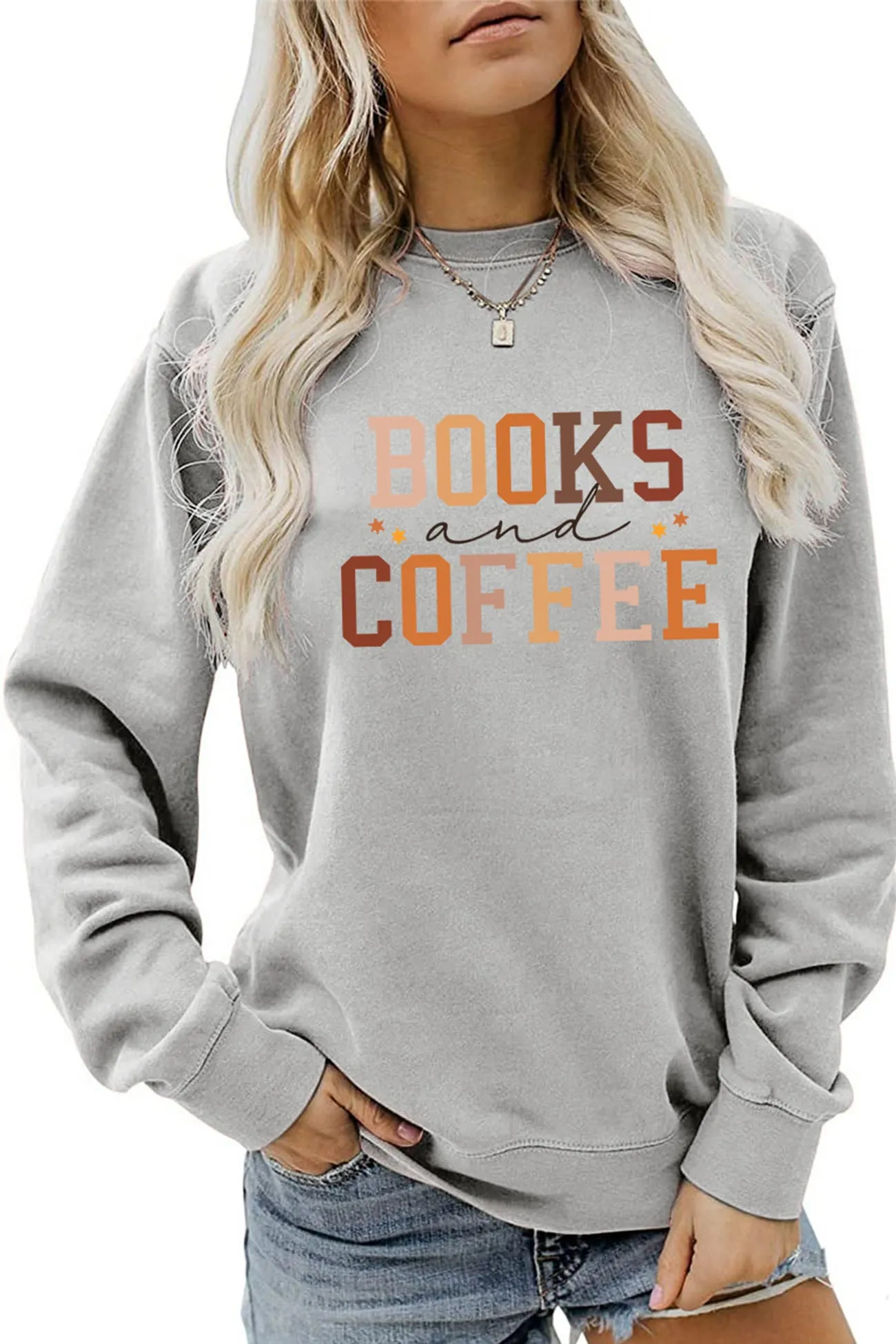 Books Coffee Letter Printed Sweatshirts