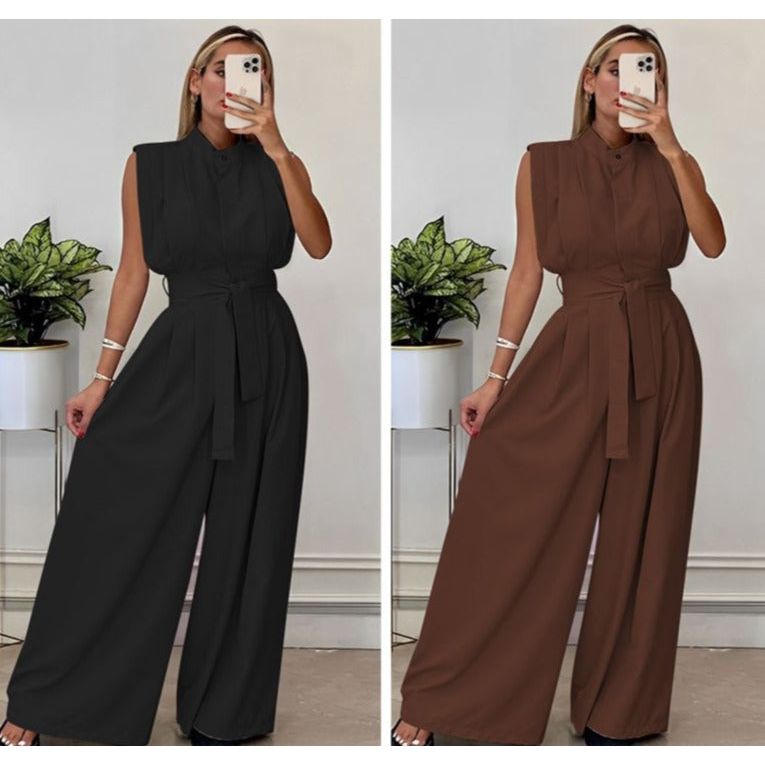 Button Detailed Palazzo Jumpsuit