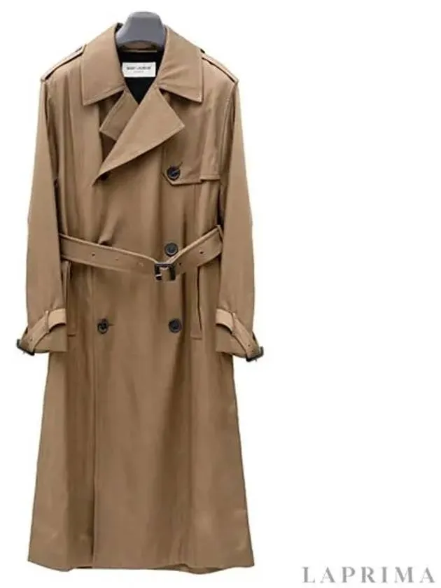 Button Front Trench Coat Beige