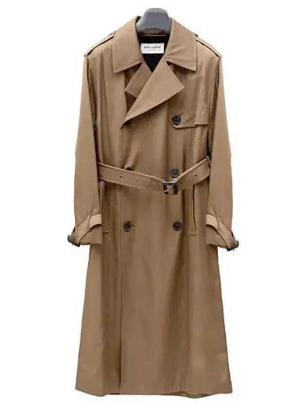 Button Front Trench Coat Beige