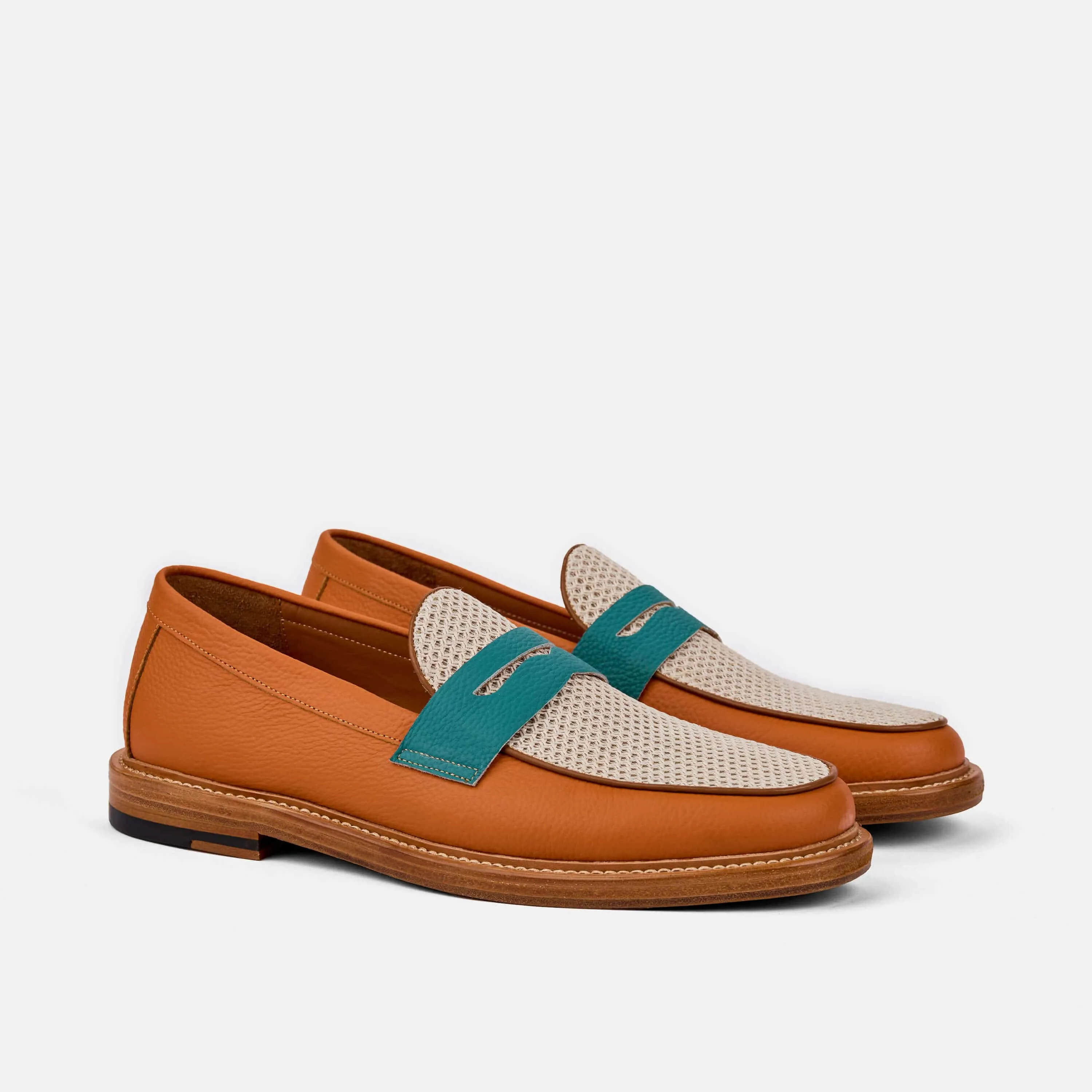 Calum Orange Sea Leather Penny Loafers