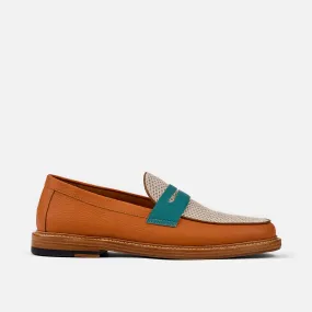 Calum Orange Sea Leather Penny Loafers