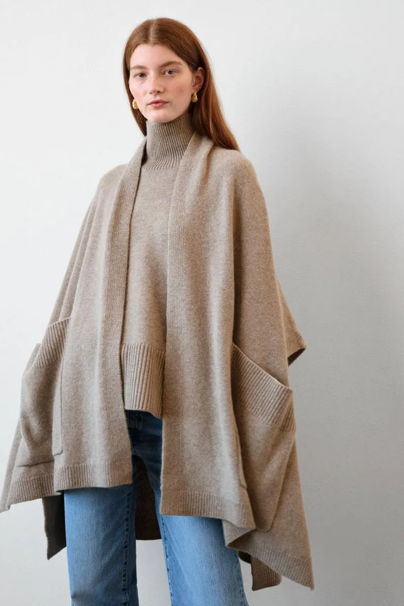 Cashmere Blend Open Poncho