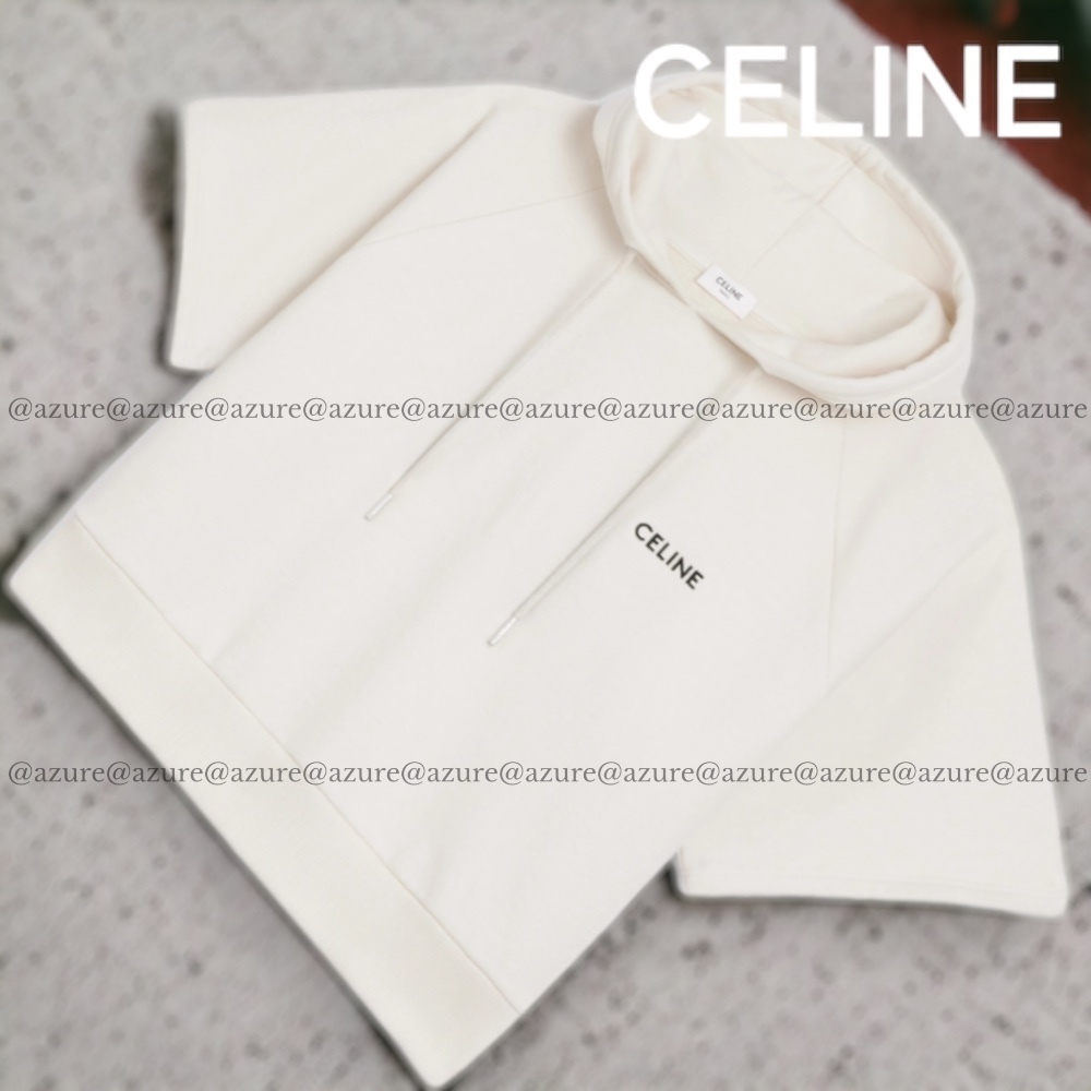 CELINE  |Cropped Celine hoodie in Cotton fleece