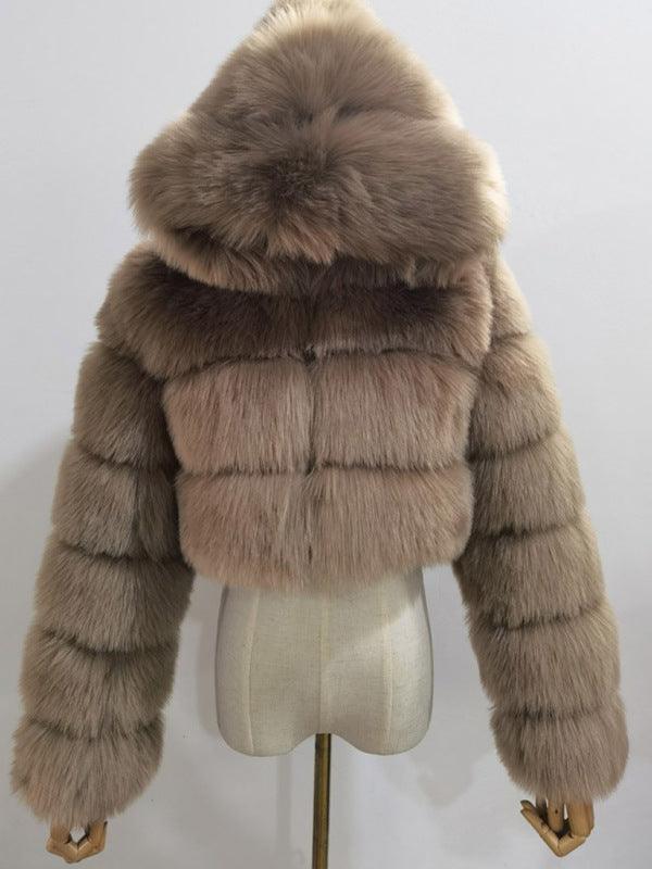 Crop Faux Fur Coat for Women