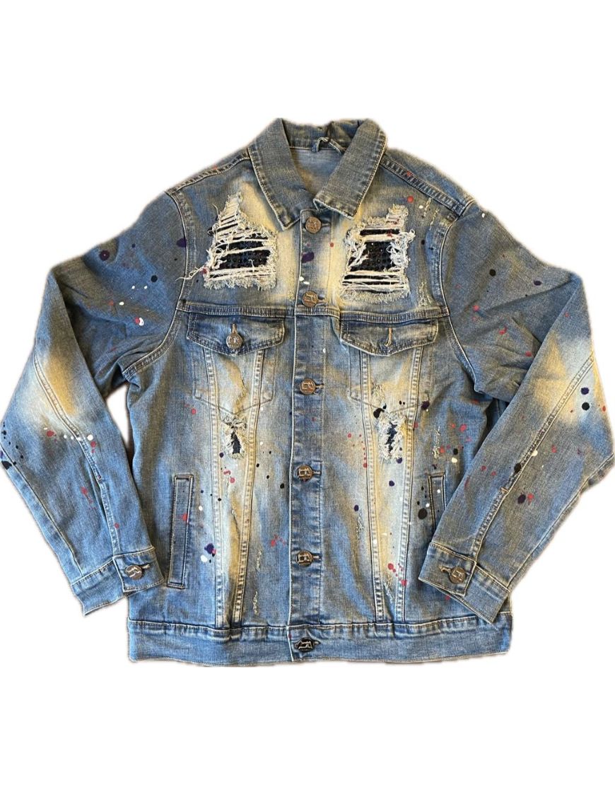 Distressed Denim Jacket  Stretchable