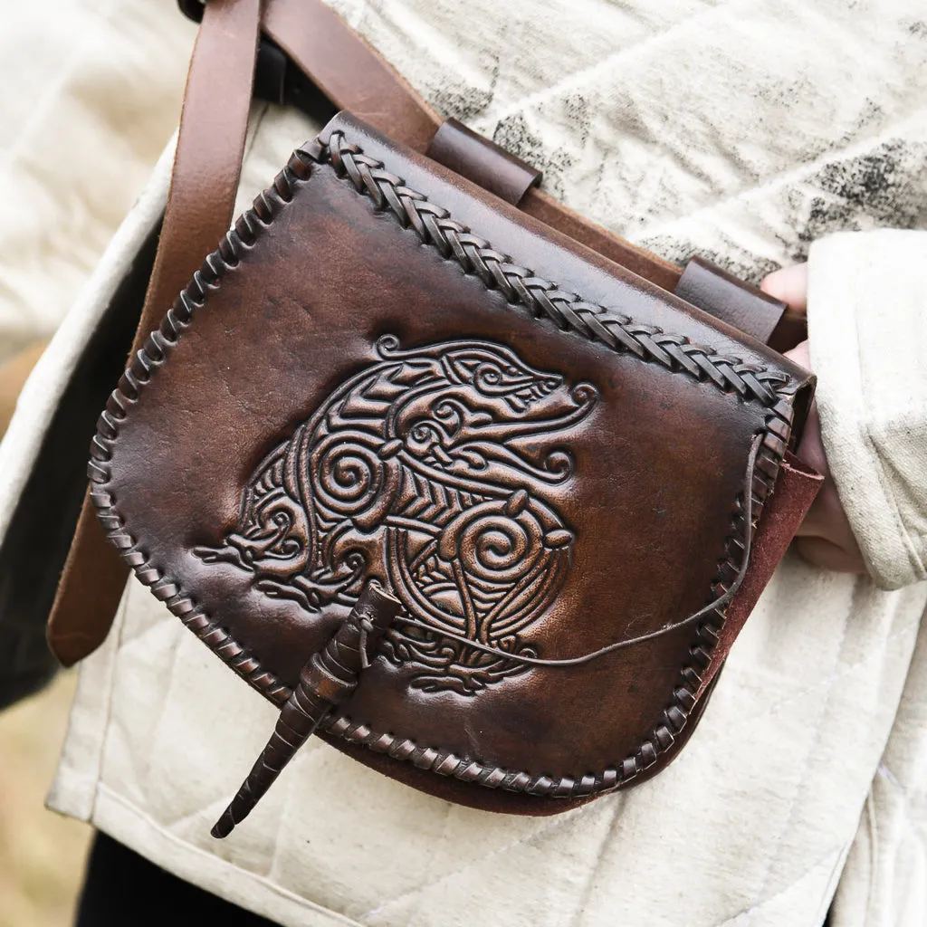 Dragon Brown Leather Pouch