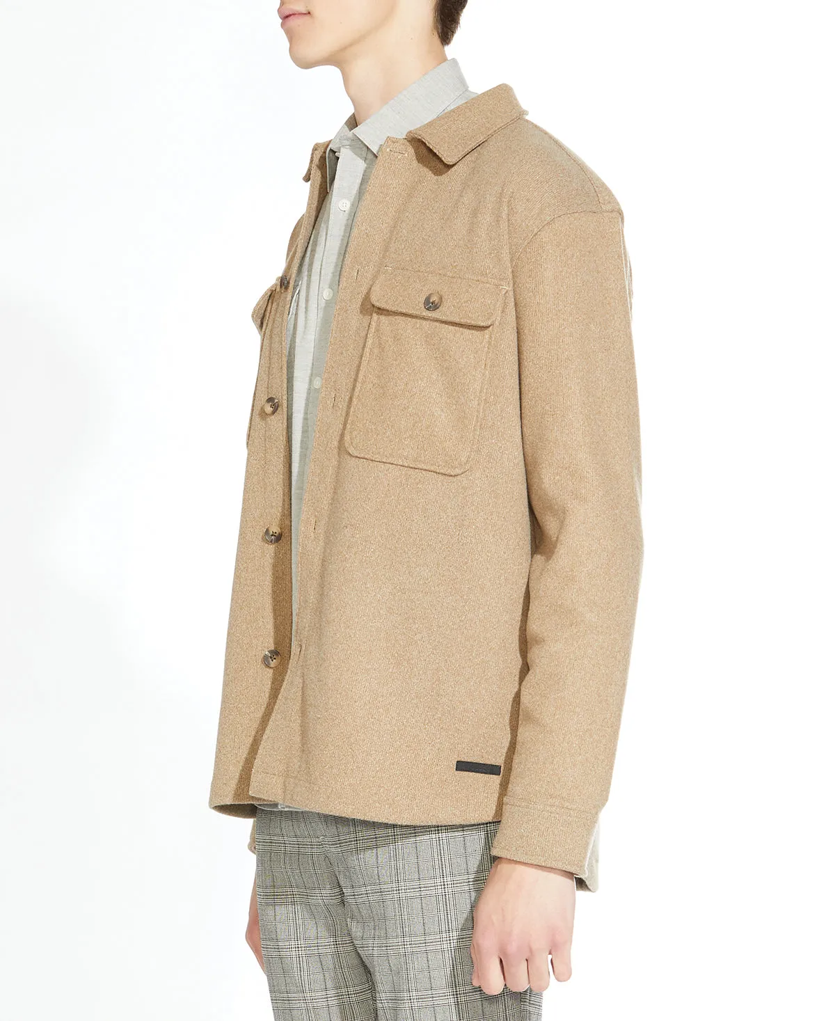 Durbin Relaxed Knit Shirt Jacket (Heather Khaki)