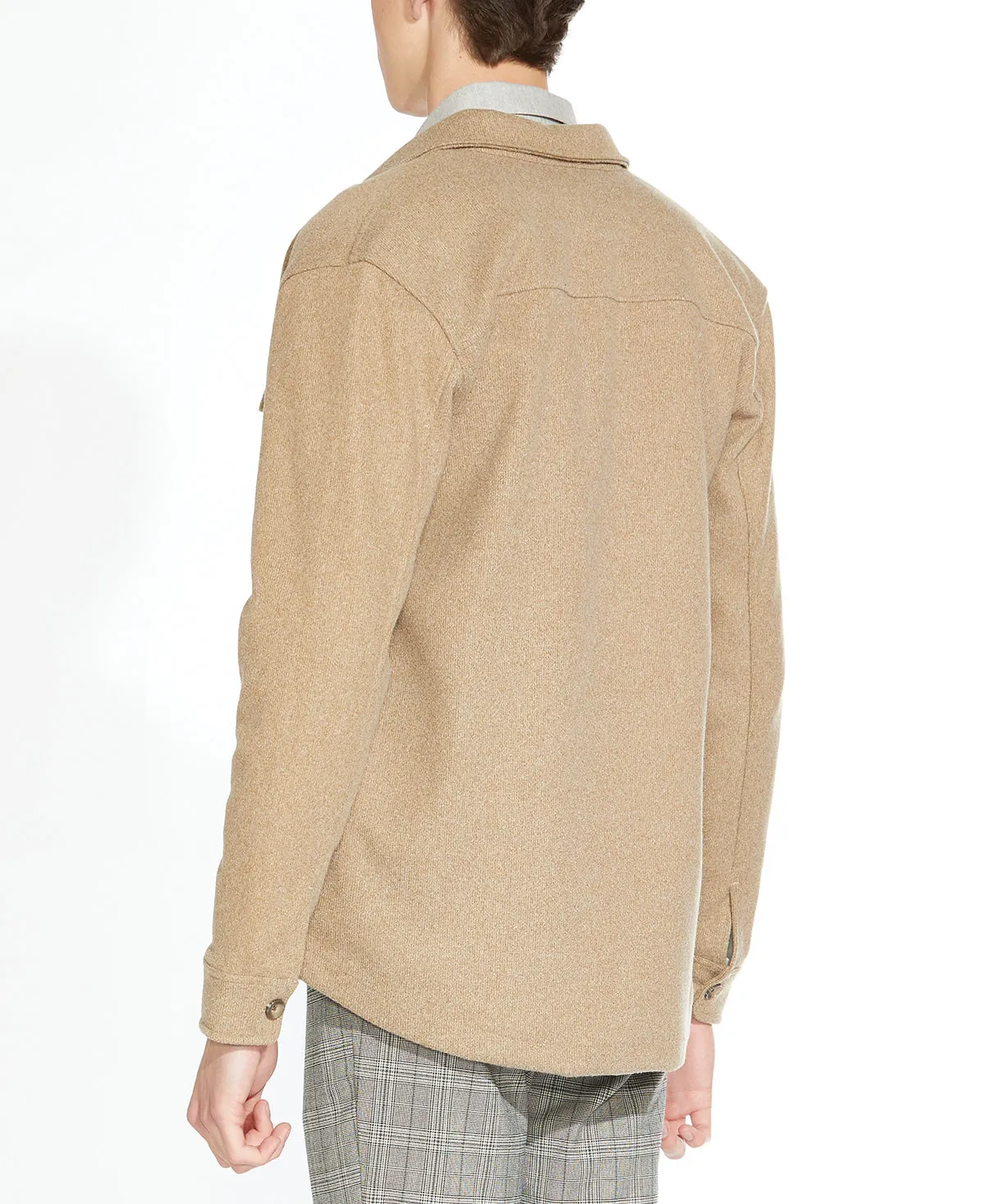 Durbin Relaxed Knit Shirt Jacket (Heather Khaki)