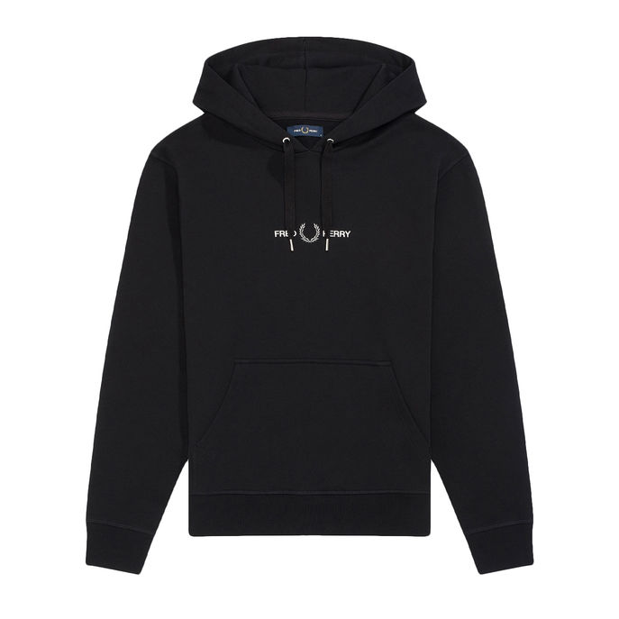 EMBROIDERED HOODIE Man Black