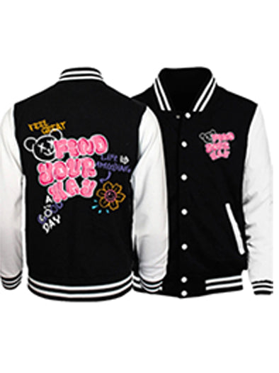 Feel Great Find Your Way Cute Bear Graphic Baseball Uniform Fashion S-5xl Jacket