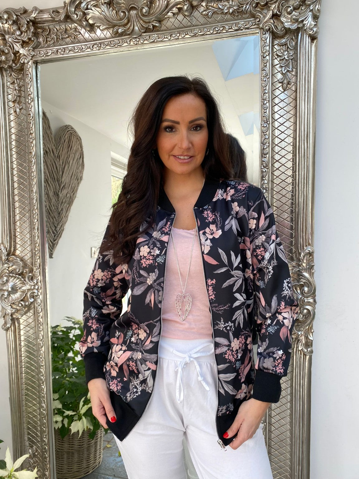 Floral Print Lightweight Bomber Jacket