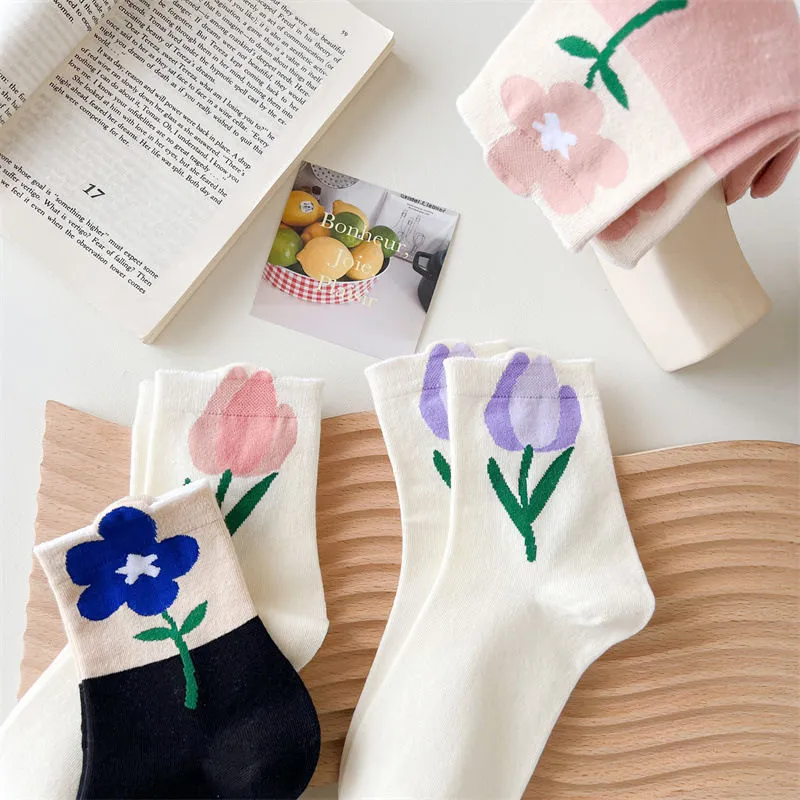 Flowers Candy Color Socks MK18879