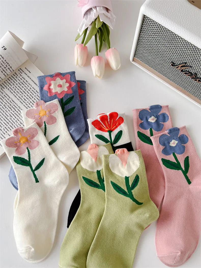 Flowers Candy Color Socks MK18879