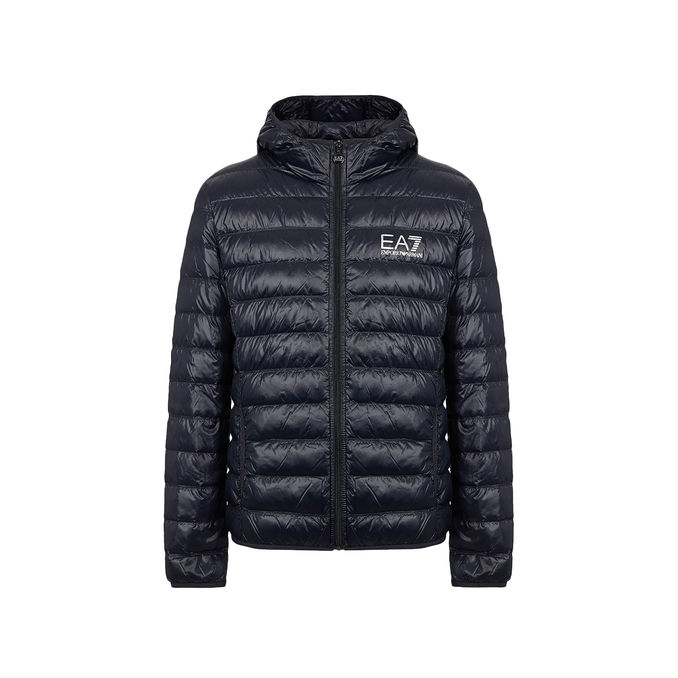 FULL ZIP DOWN JACKET WITH HOOD Man Night Blue