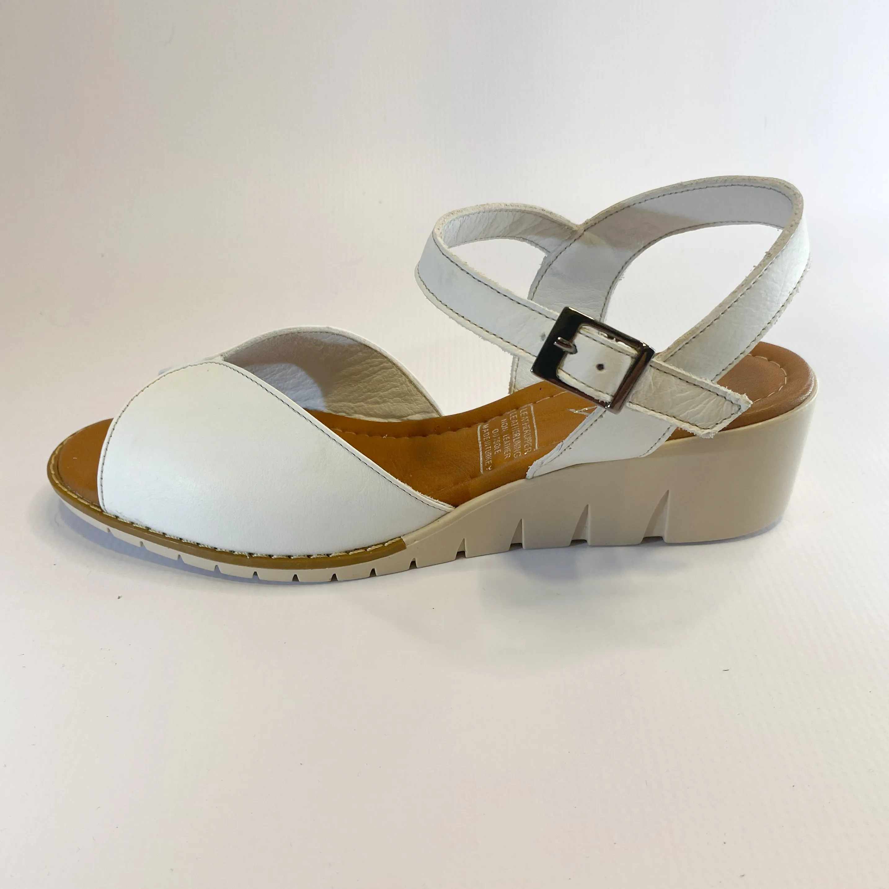 Gia white leather wedge sandal