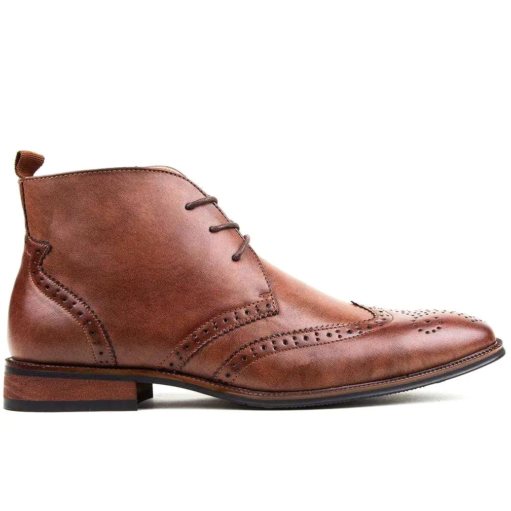 Gino Vitale Men's Wing Tip Brogue Boots