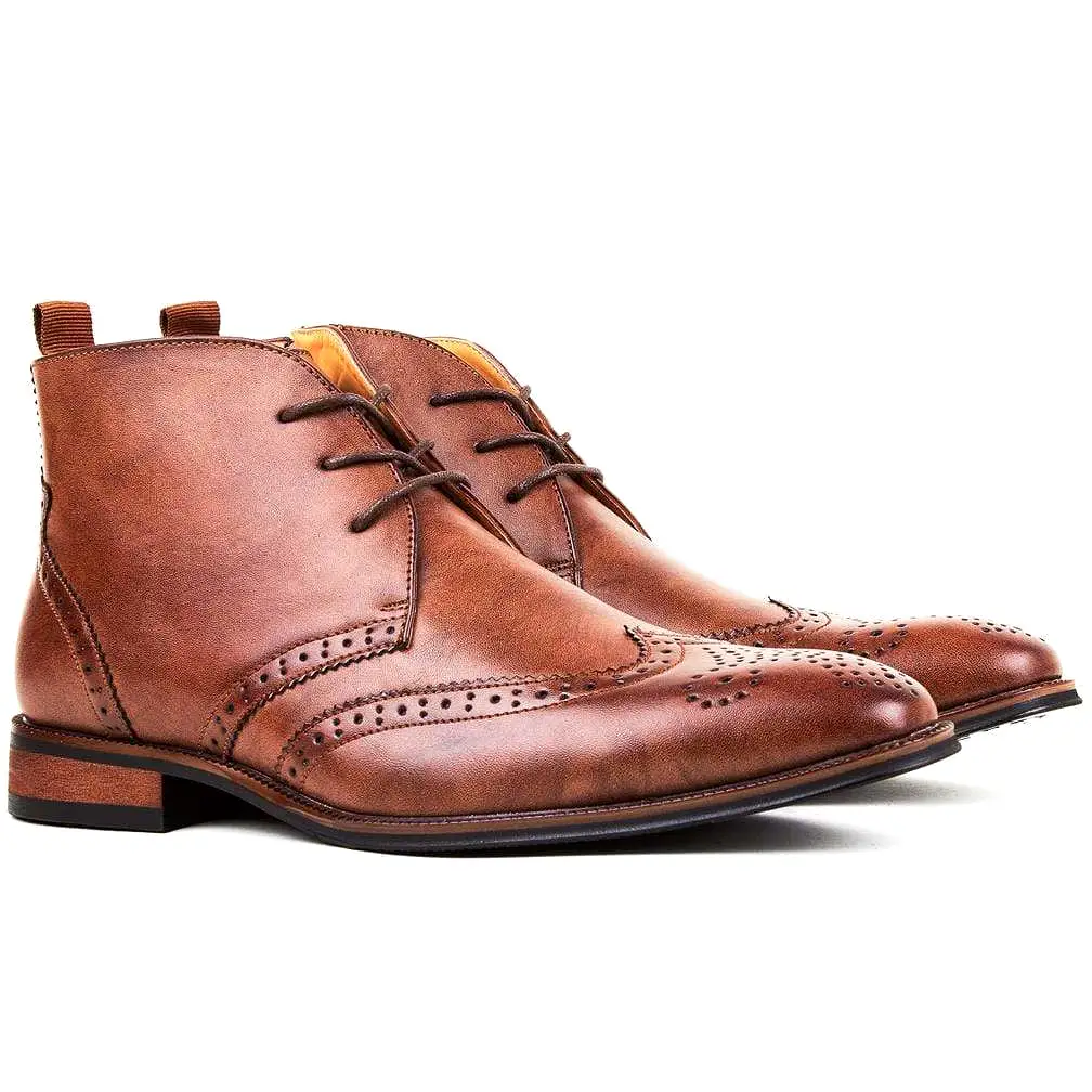 Gino Vitale Men's Wing Tip Brogue Boots