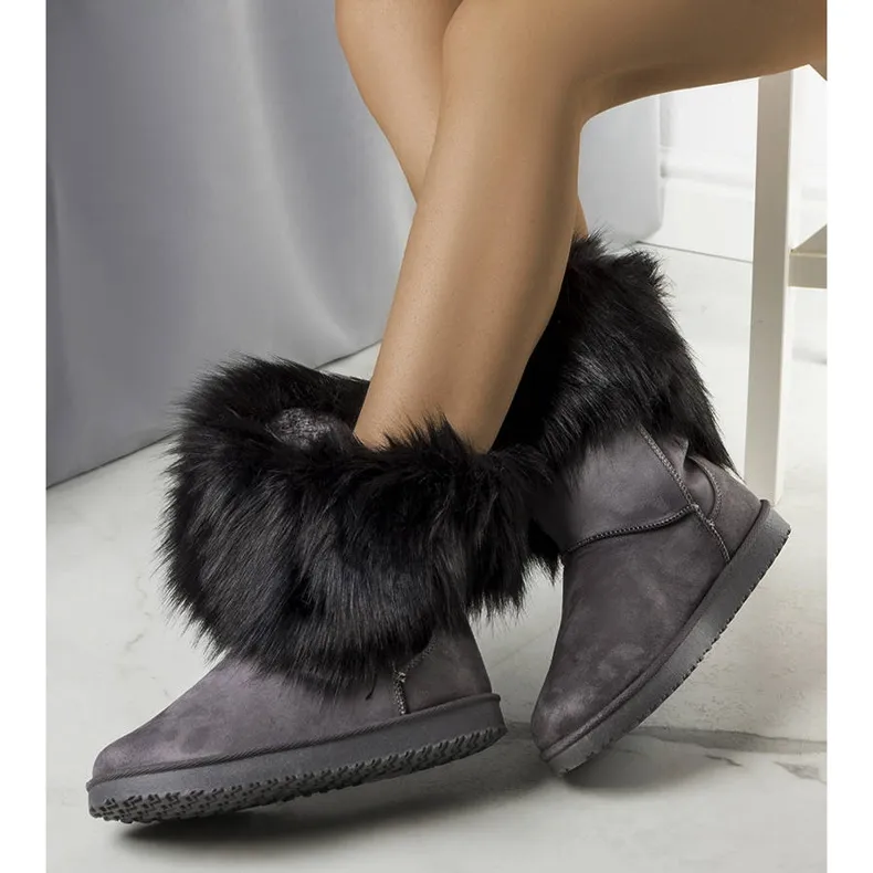 Gray Kynlee fur insulated snow boots grey