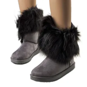 Gray Kynlee fur insulated snow boots grey