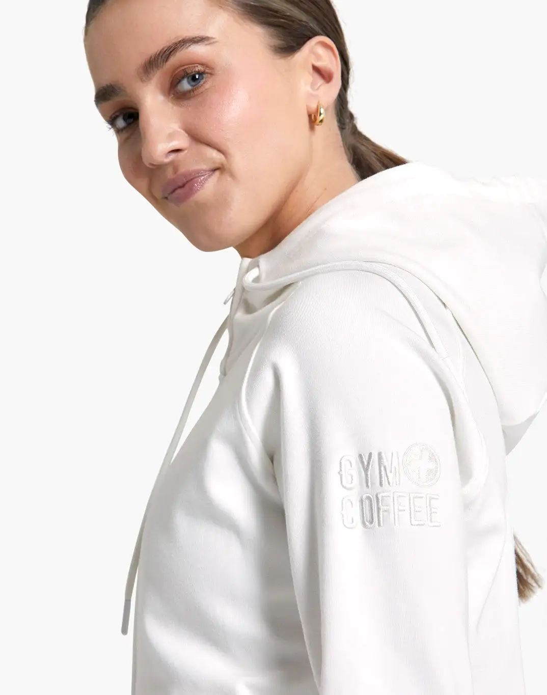 Gym+Coffee Essential Zip Hoodie (Womens) - Ivory White