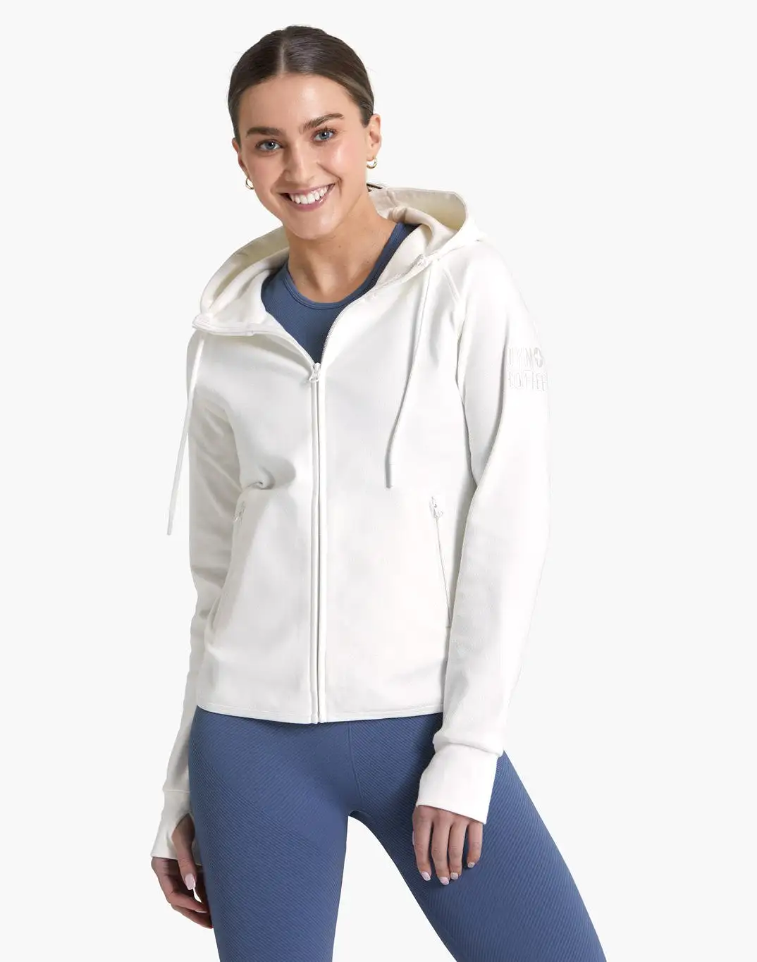 Gym+Coffee Essential Zip Hoodie (Womens) - Ivory White