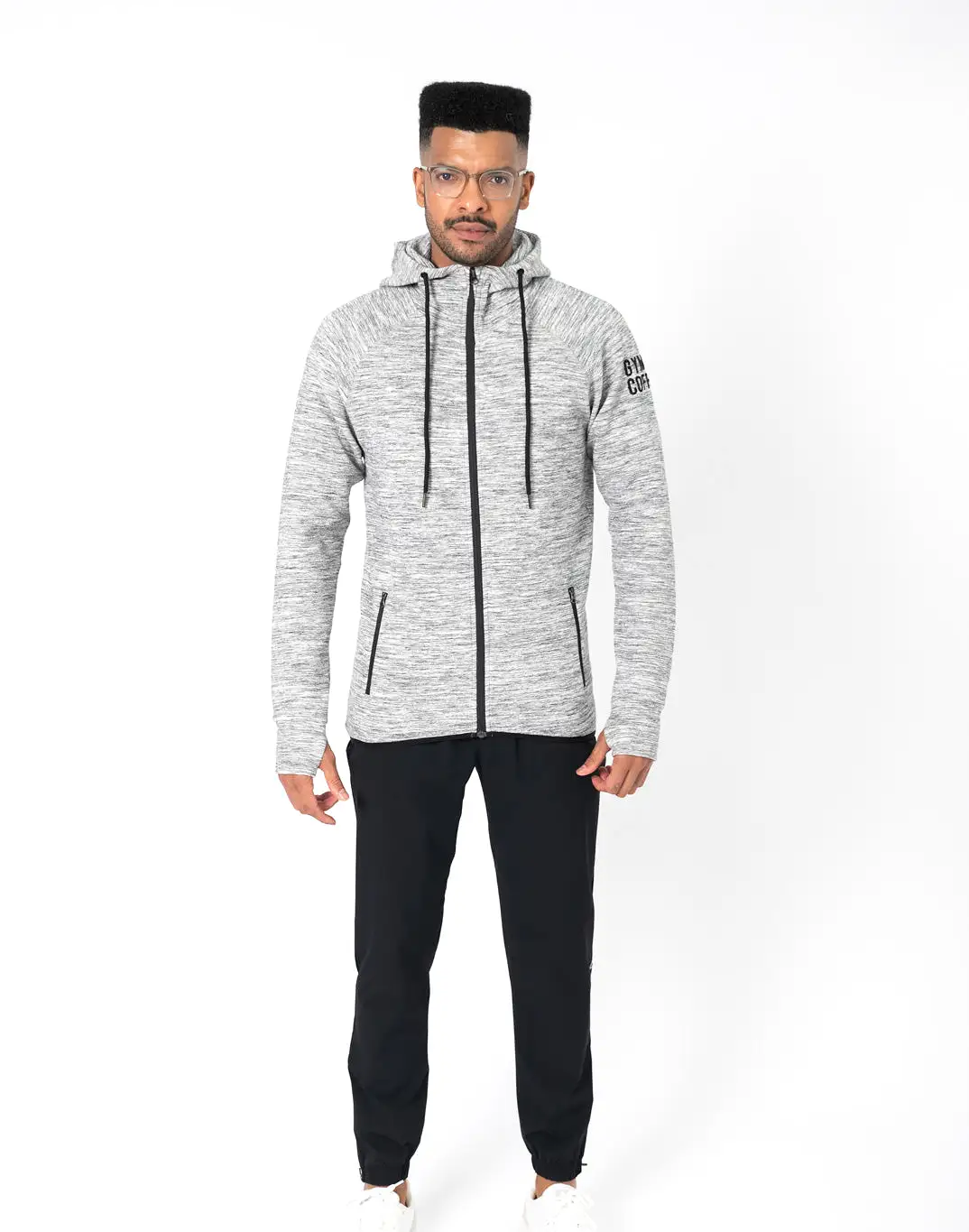 Gym+Coffee Fleck Hoodie (Mens) - Grey