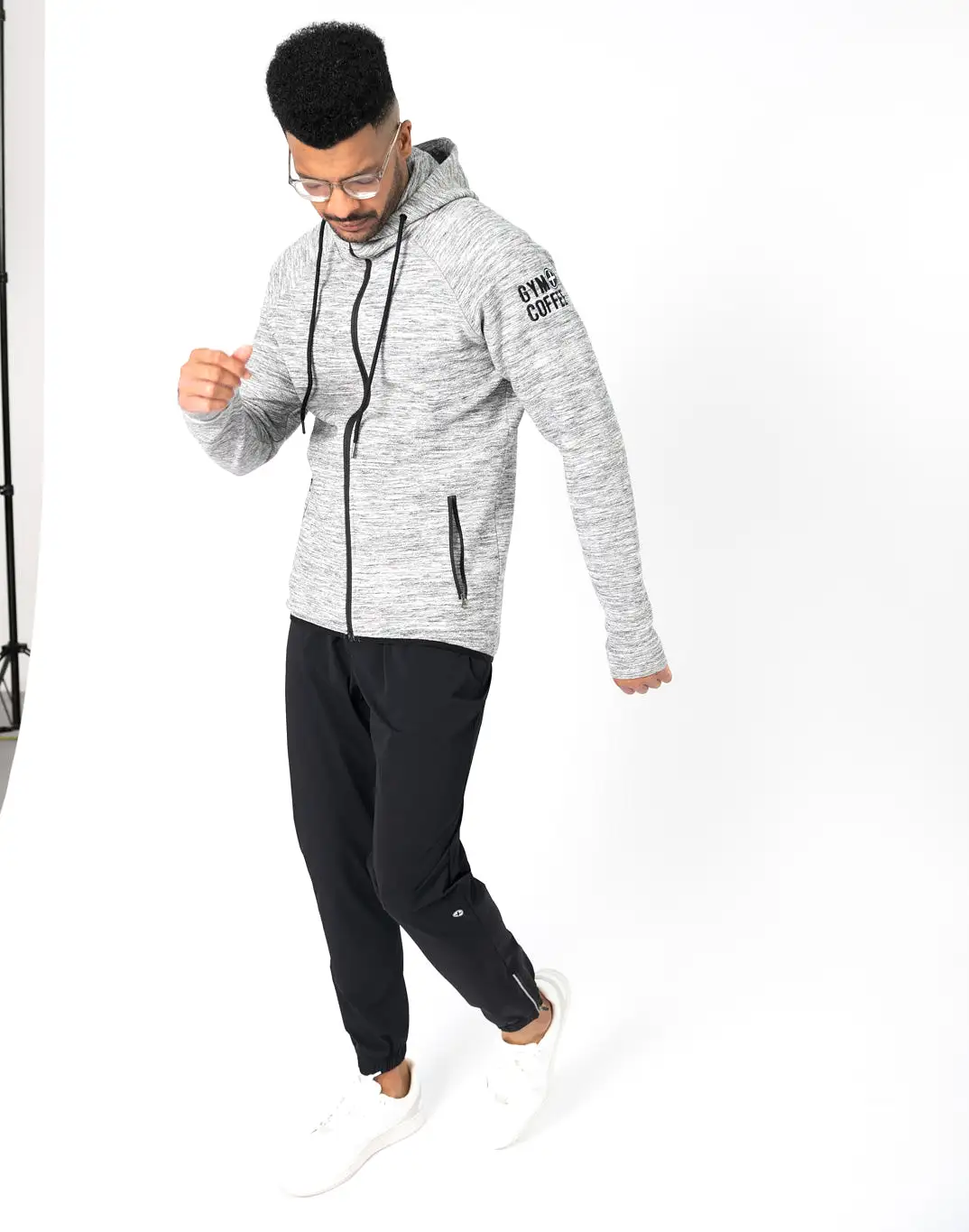 Gym+Coffee Fleck Hoodie (Mens) - Grey