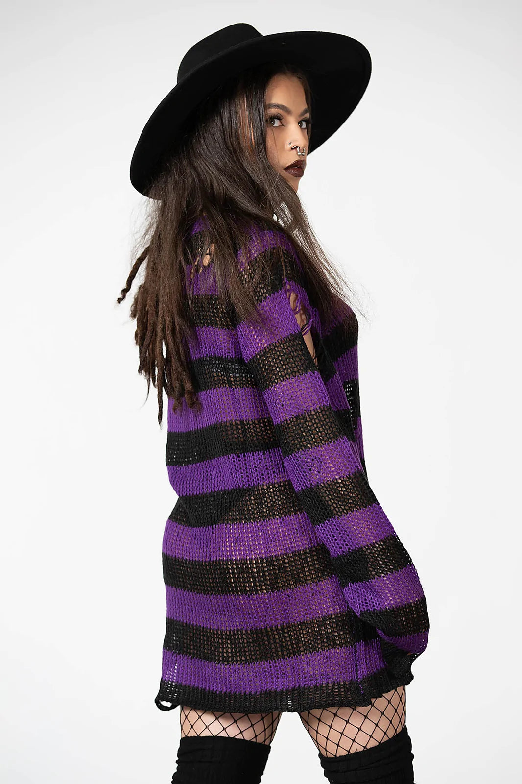 Hazed Out Knit Sweater-Ppl Stripe