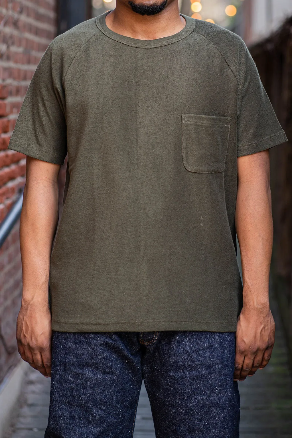 Heimat Textil Raglan Terry Pocket T-Shirt - Military Green