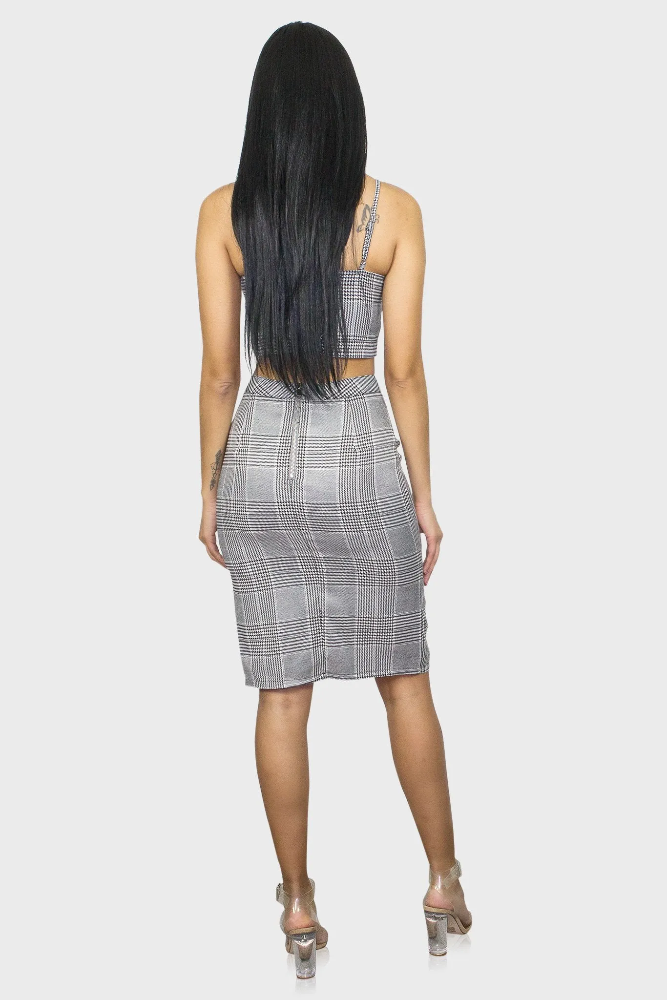 Houndstooth Midi Skirt Set