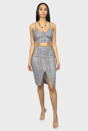 Houndstooth Midi Skirt Set