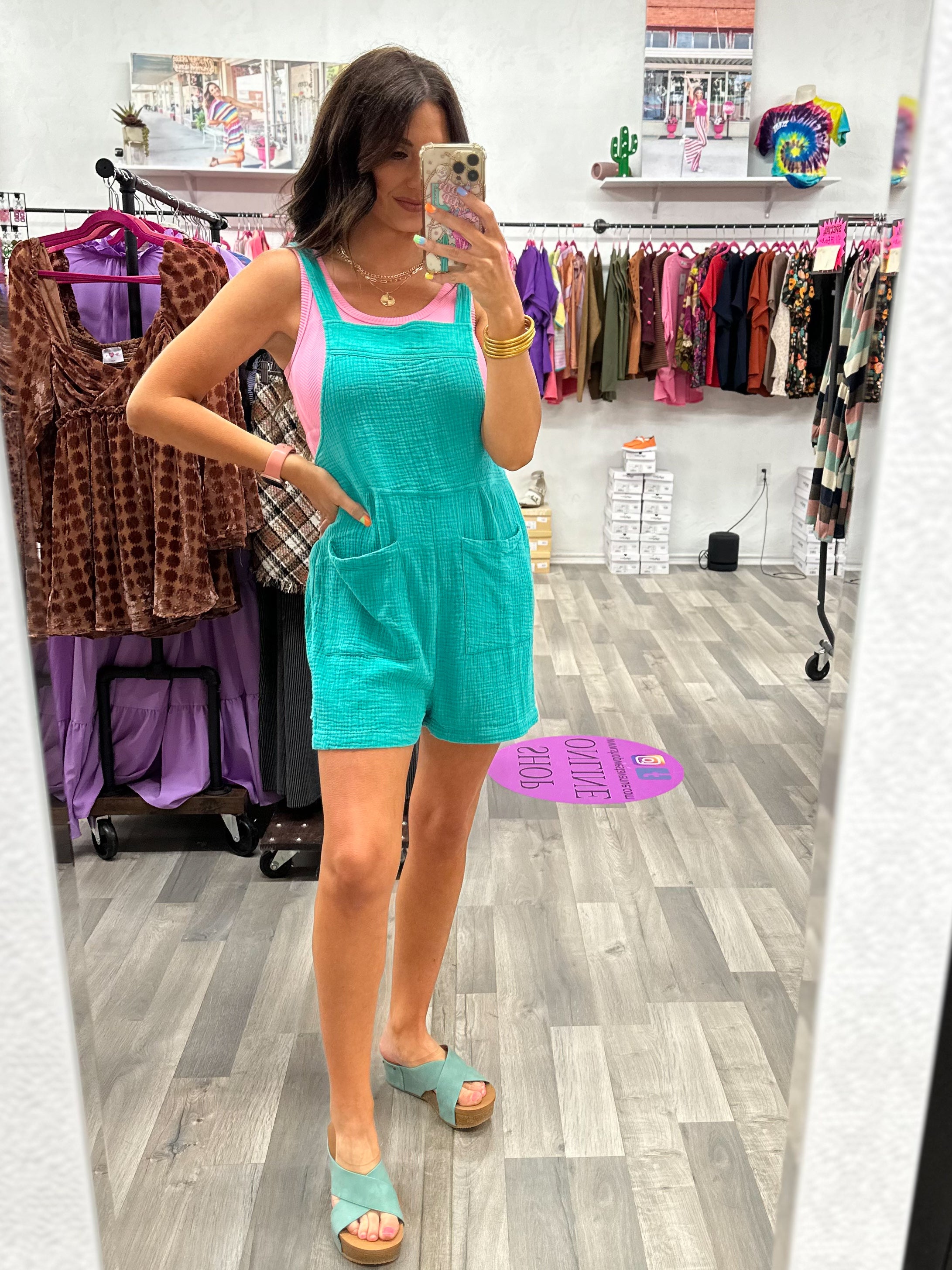 How's It Gonna Be Romper - Blue/Green