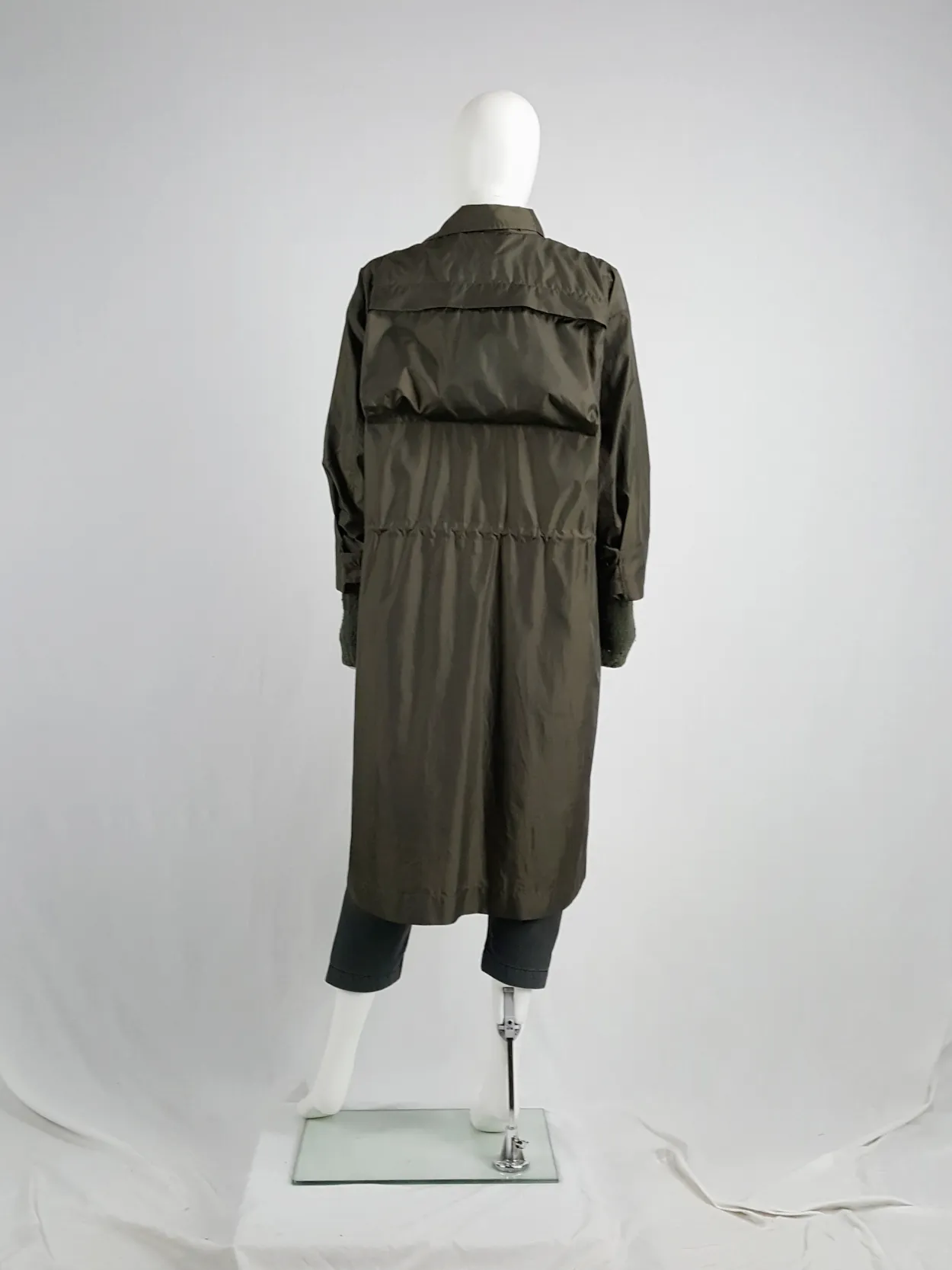 Issey Miyake Windcoat khaki oversized parka that folds into a bag — 1990s